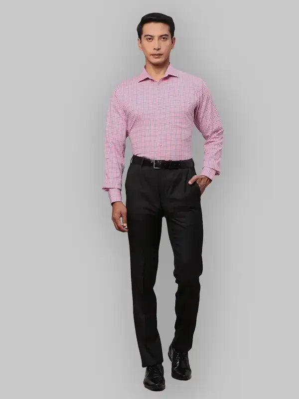 Park Avenue Men Pink Checks Slim Fit Cotton Formal Shirt - Image 6