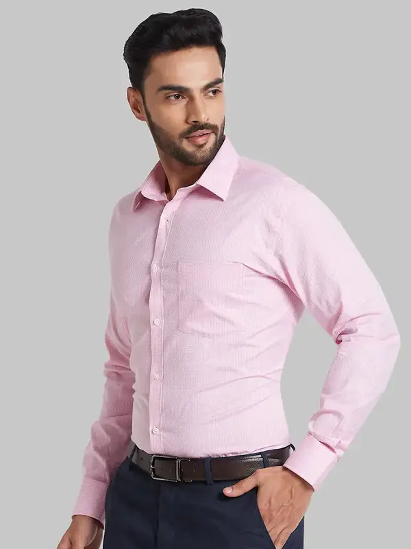 Park Avenue Men Pink Slim Fit Checks Formal Shirt - Image 3