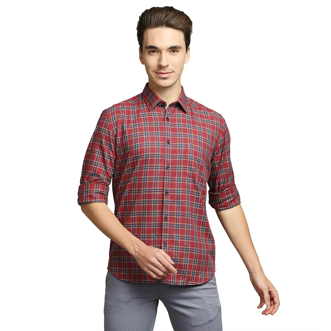 Men Red Slim Fit Cotton Full Sleeve Shirts