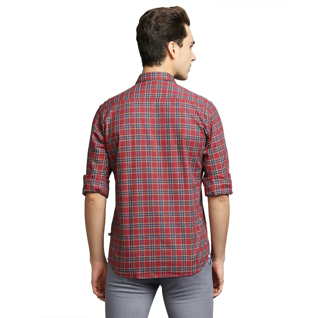 Men Red Slim Fit Cotton Full Sleeve Shirts - Image 4