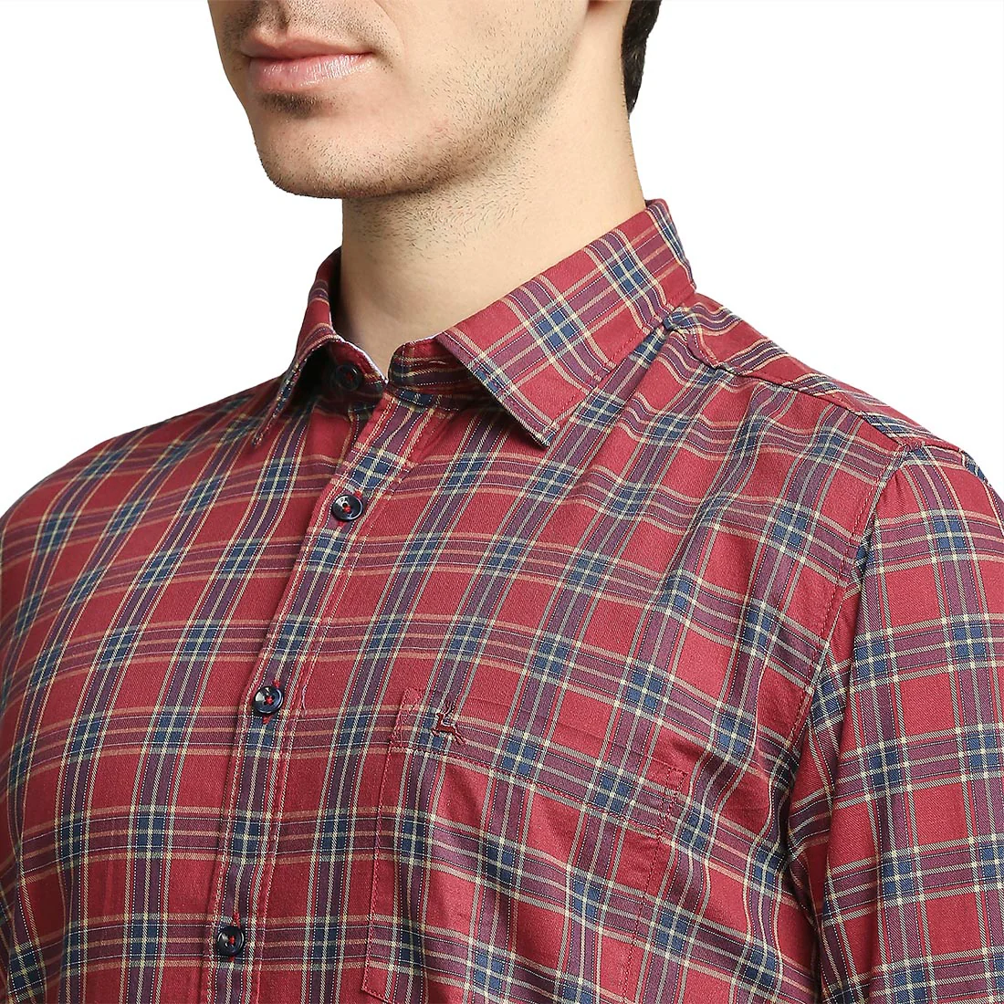 Men Red Slim Fit Cotton Full Sleeve Shirts - Image 6