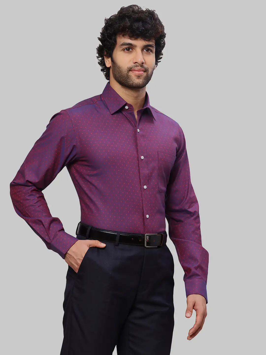 Men Red Slim Fit Cotton Shirts - Image 2