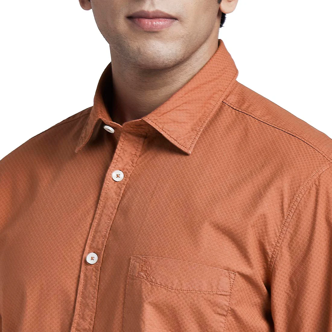 Parx Men Brown Dobby Slim Fit Cotton Casual Shirt - Image 6