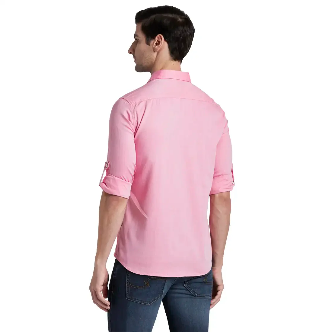 Men Red Slim Fit Oxford Cotton Full Sleeve Shirts - Image 4