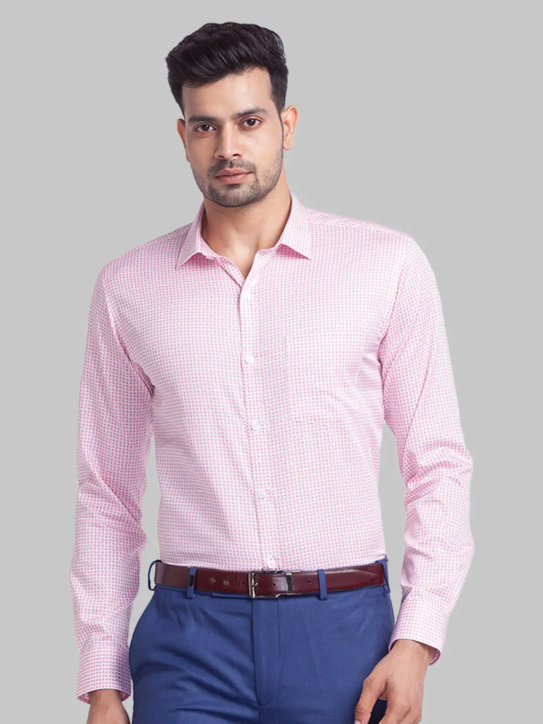 Park Avenue Men Pink Printed Slim Fit Cotton Formal Shirt