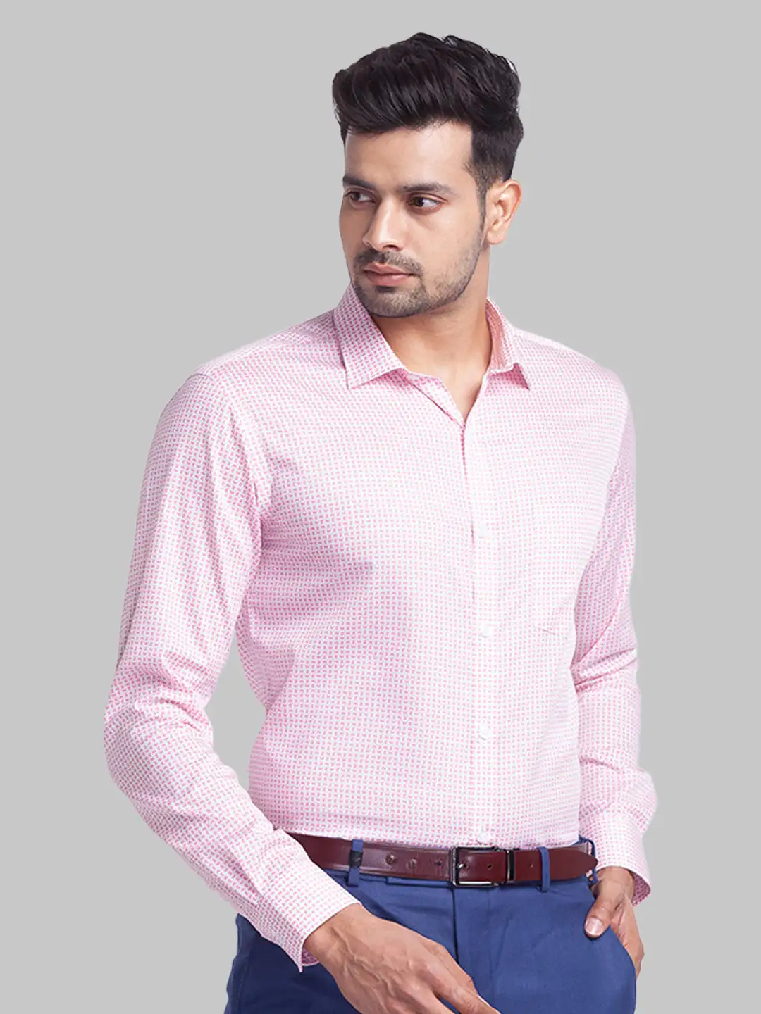 Park Avenue Men Pink Printed Slim Fit Cotton Formal Shirt - Image 2