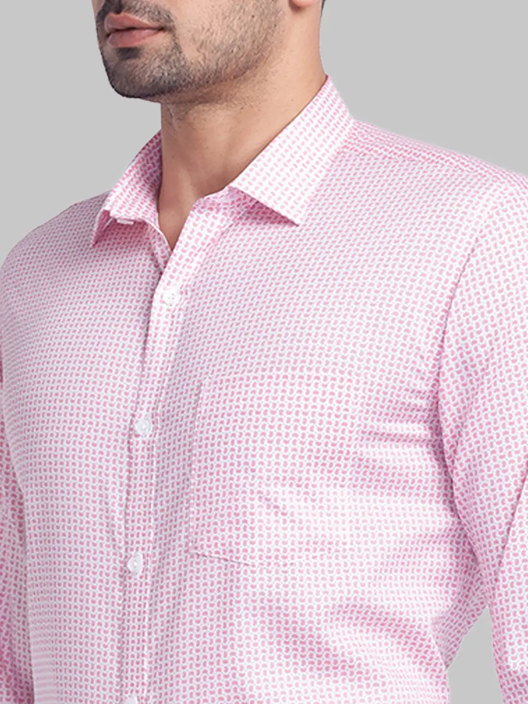 Park Avenue Men Pink Printed Slim Fit Cotton Formal Shirt - Image 6