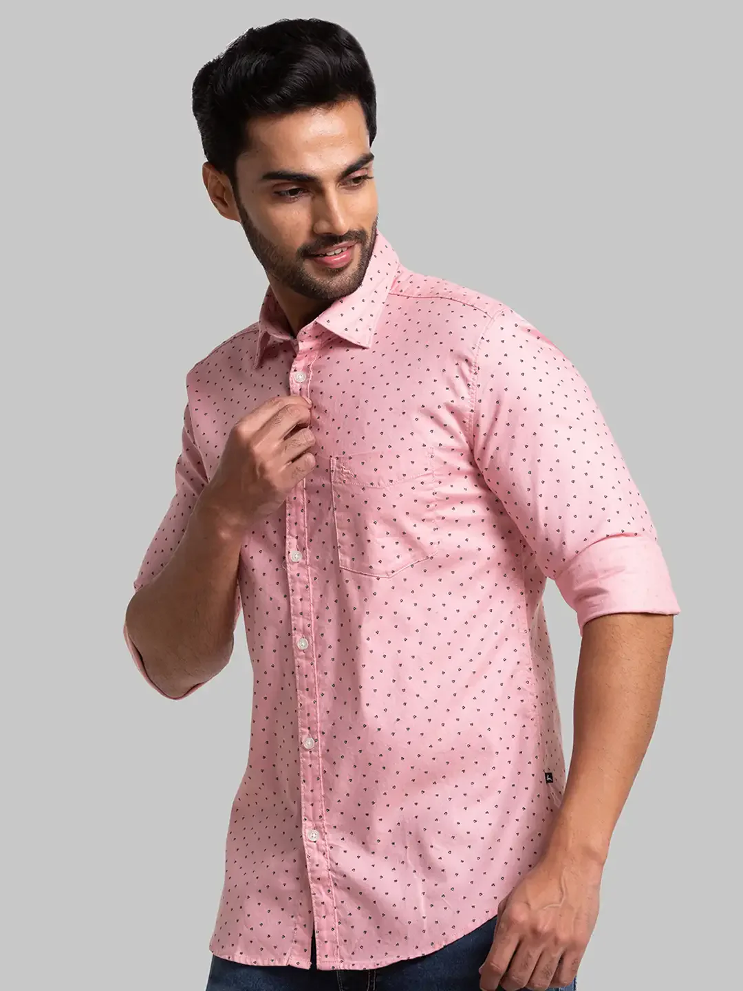 Parx Men Pink Printed Slim Fit Cotton Casual Shirt - Image 3