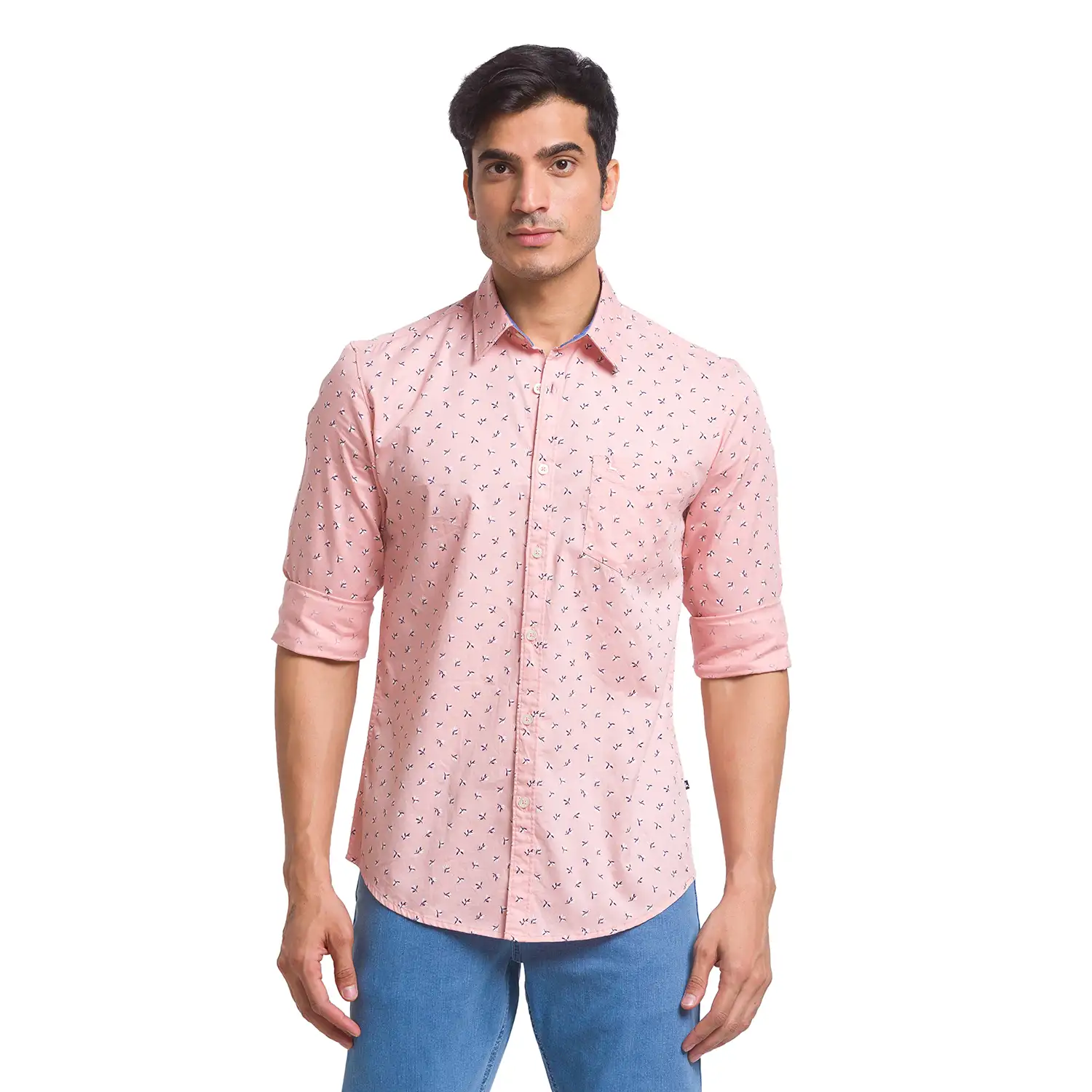 Parx Men Pink Printed Slim Fit Cotton Casual Shirt
