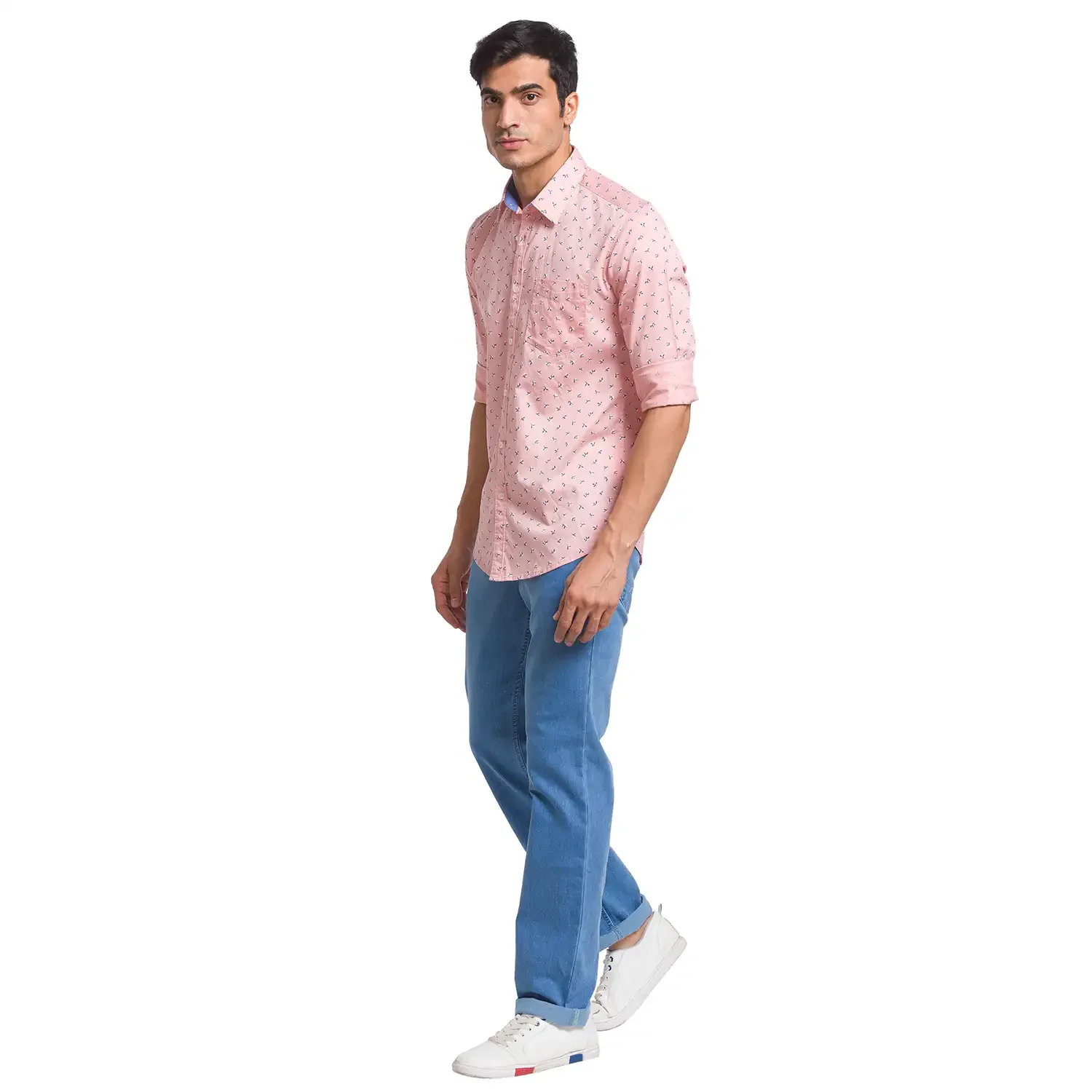 Parx Men Pink Printed Slim Fit Cotton Casual Shirt - Image 5