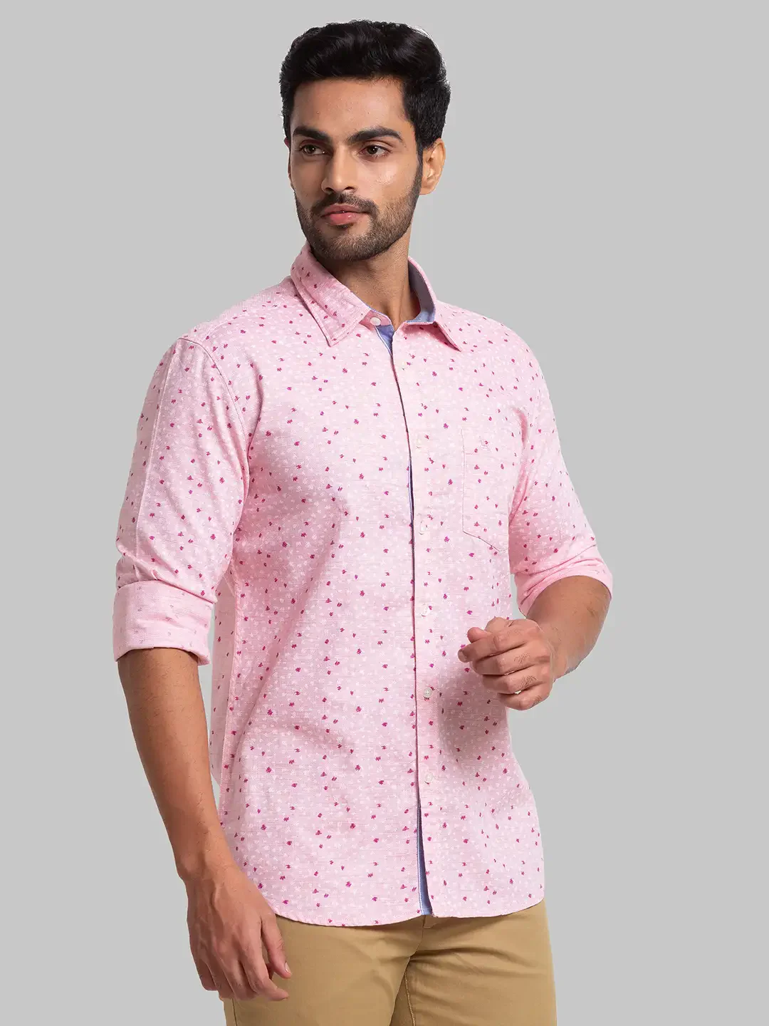 Parx Men Pink Printed Slim Fit Cotton Casual Shirt - Image 2
