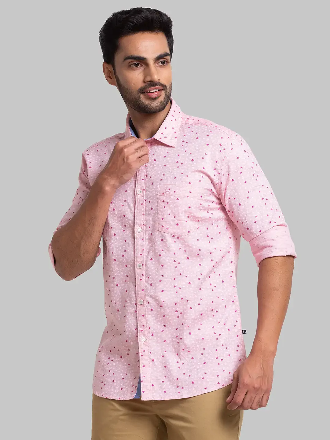 Parx Men Pink Printed Slim Fit Cotton Casual Shirt - Image 3