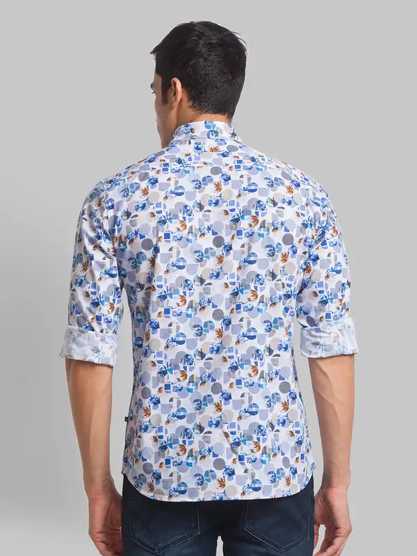 Parx Men Blue Printed Slim Fit Cotton Casual Shirt - Image 4
