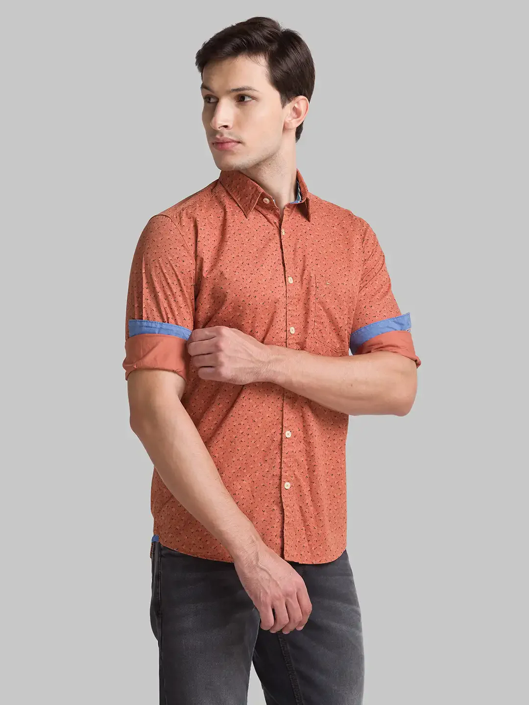 Parx Men Brown Printed Slim Fit Cotton Casual Shirt - Image 2