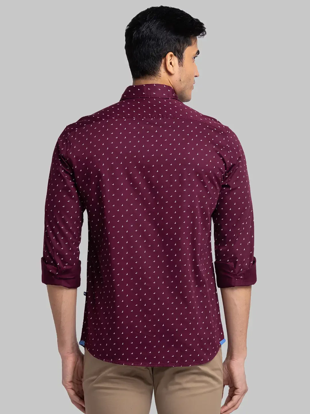 Men Red Slim Fit Print Cotton Full Sleeve Shirts - Image 4