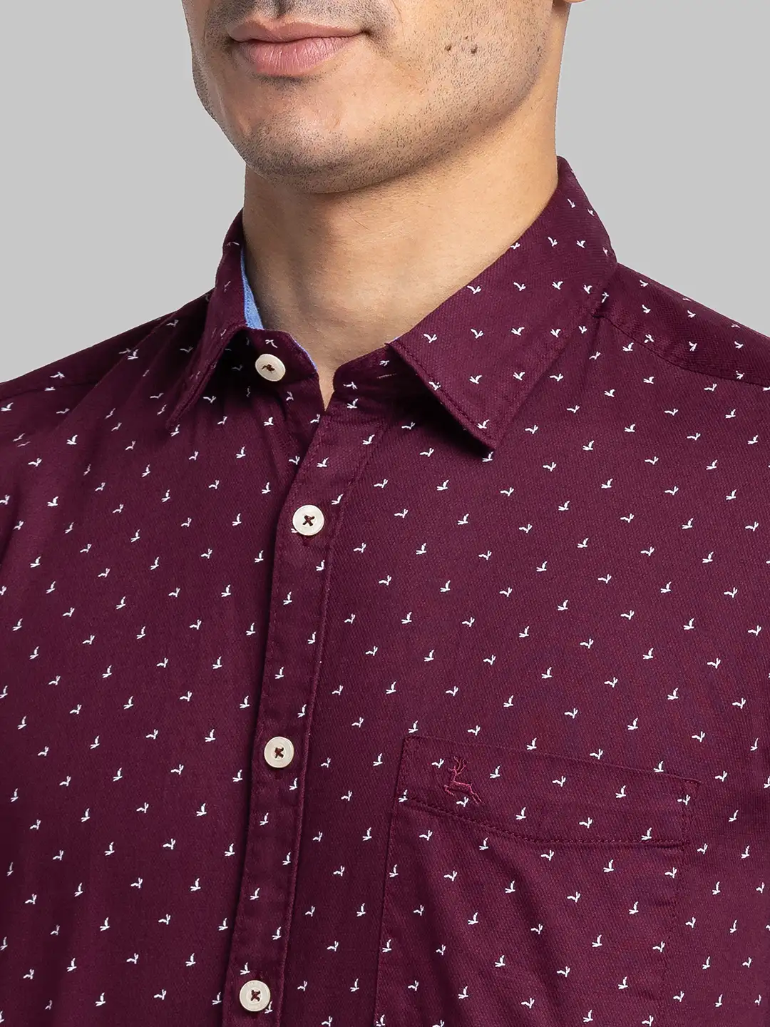 Men Red Slim Fit Print Cotton Full Sleeve Shirts - Image 6