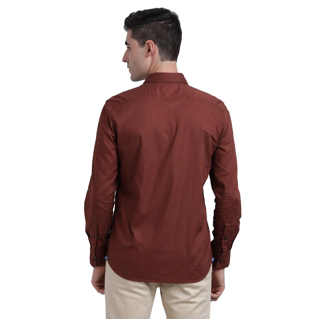 Men Red Slim Fit Print Cotton Full Sleeve Shirts - Image 4