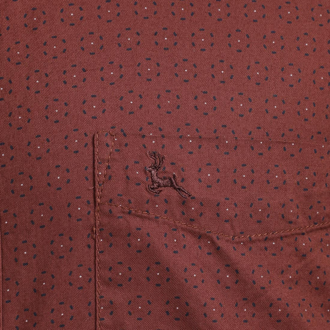 Men Red Slim Fit Print Cotton Full Sleeve Shirts - Image 7