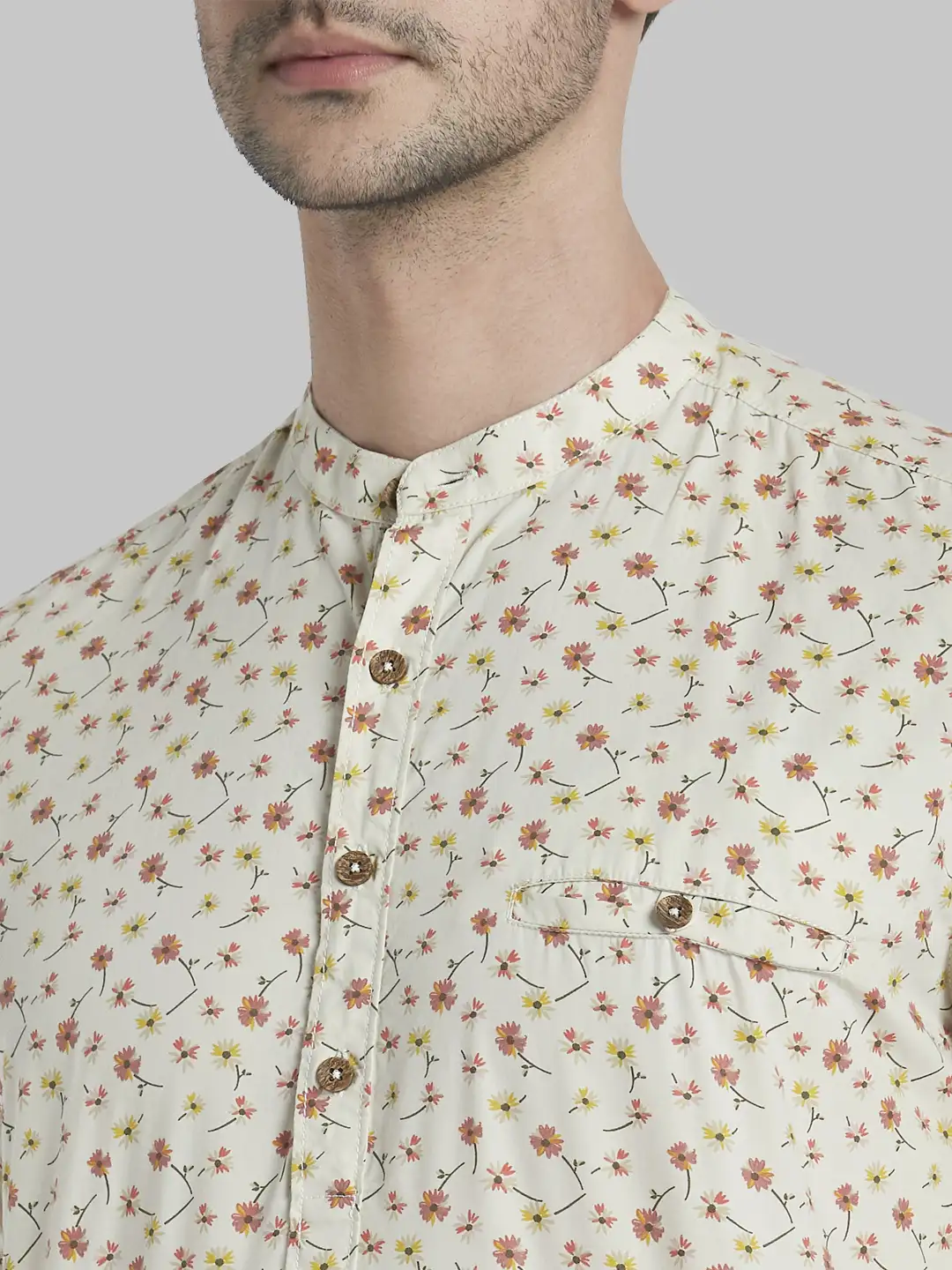 Men Red Slim Fit Print Cotton Full Sleeve Shirts - Image 6