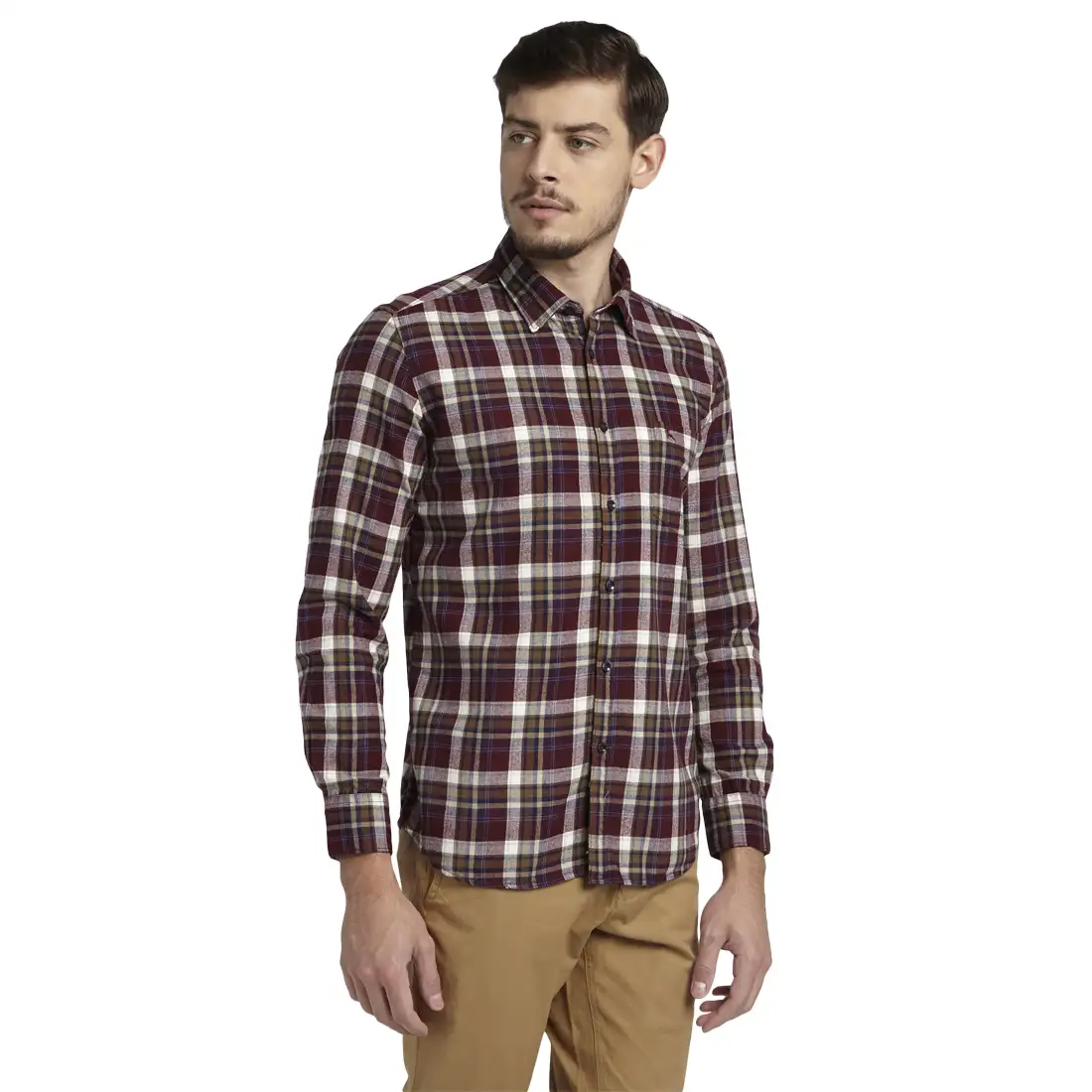 Men Red Slim Fit Print Cotton Full Sleeve Shirts - Image 2