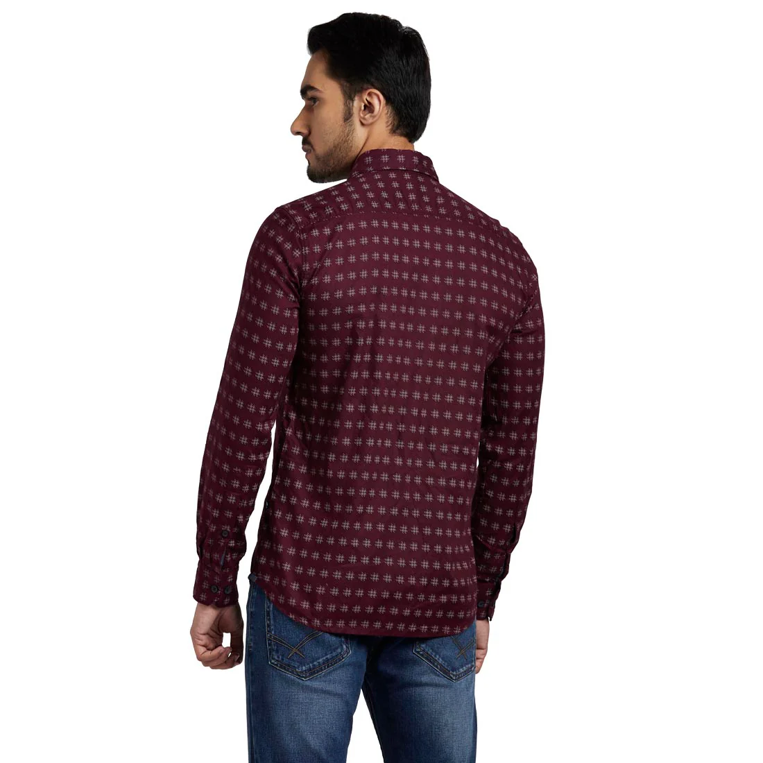 Men Red Slim Fit Print Cotton Full Sleeve Shirts - Image 4