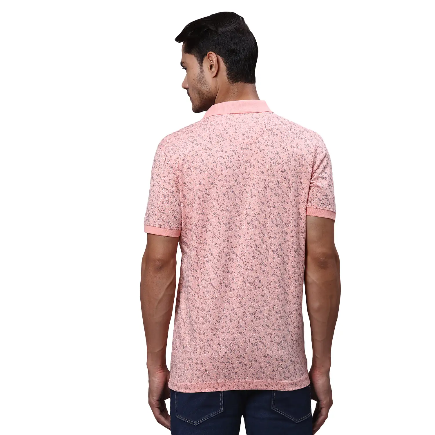Park Avenue Men Pink Slim Fit Printed Cotton Blend Polo T-Shirt - Image 5