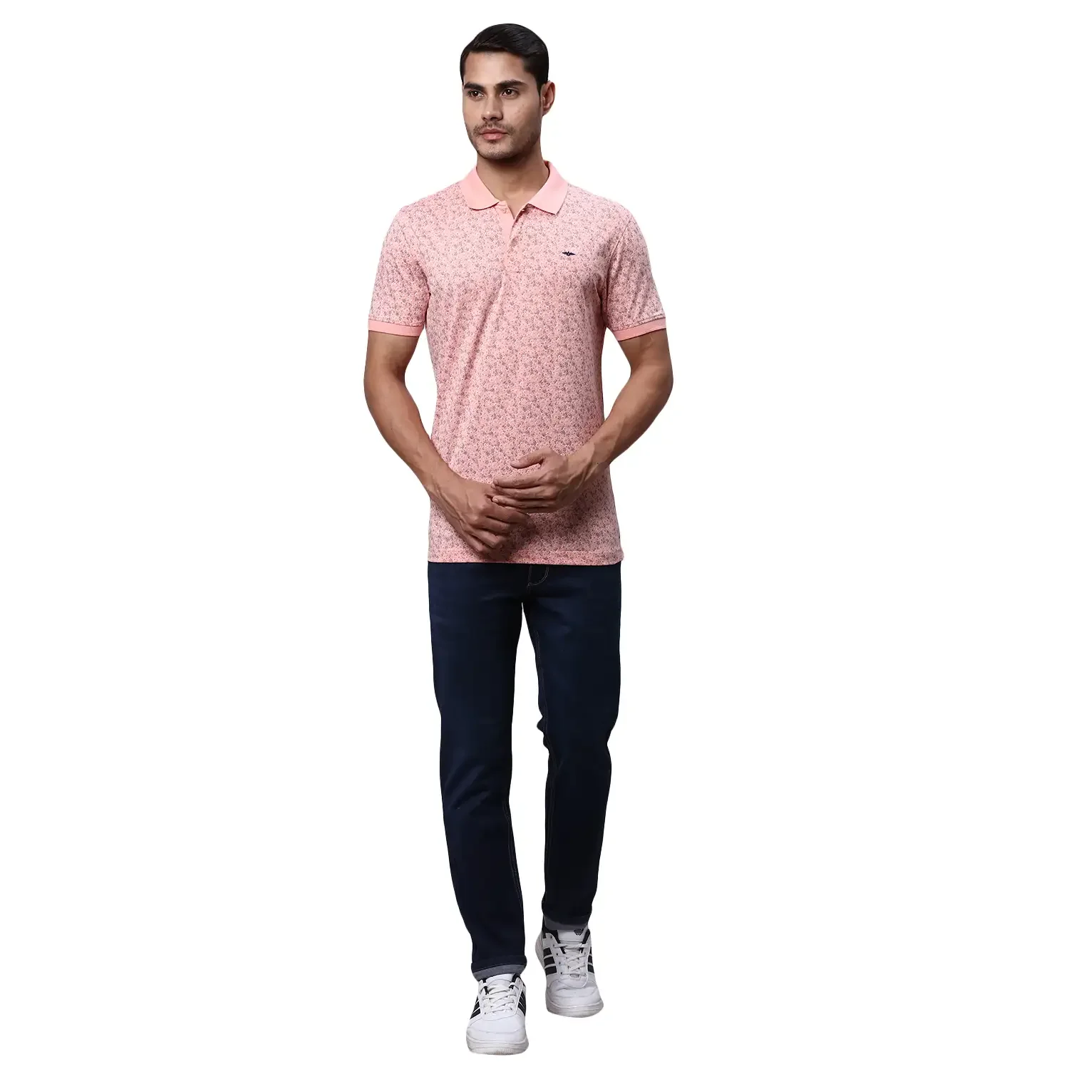 Park Avenue Men Pink Slim Fit Printed Cotton Blend Polo T-Shirt - Image 6