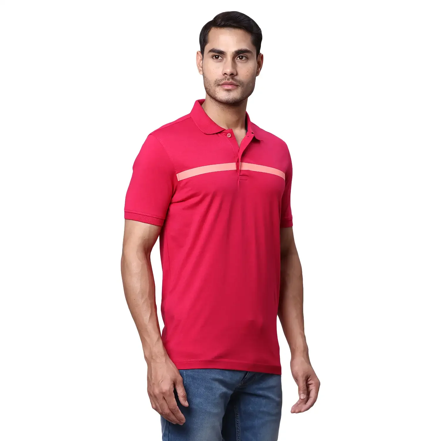 Park Avenue Men Red Slim Fit Printed Cotton Blend T-Shirt - Image 2