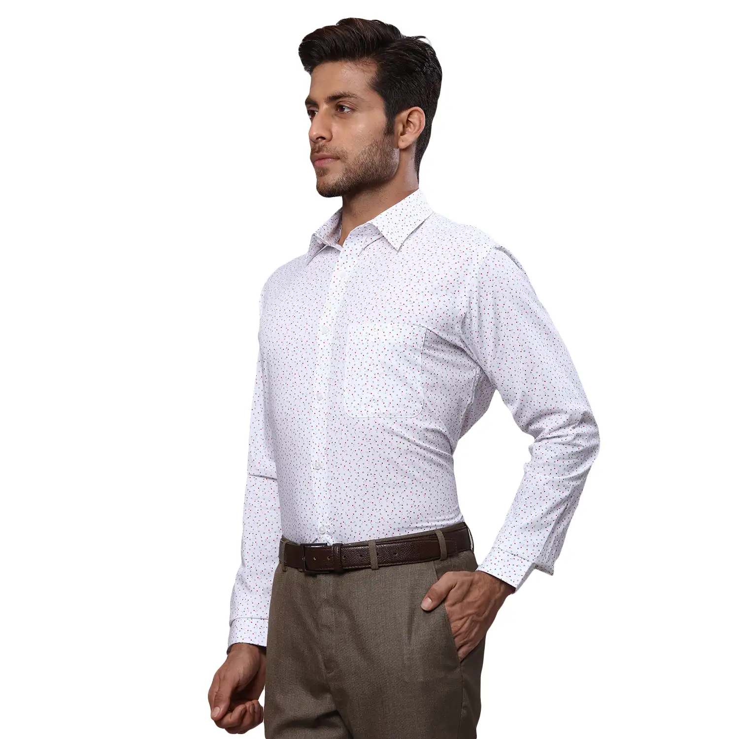 Men Red Slim Fit Print Cotton Shirts - Image 3