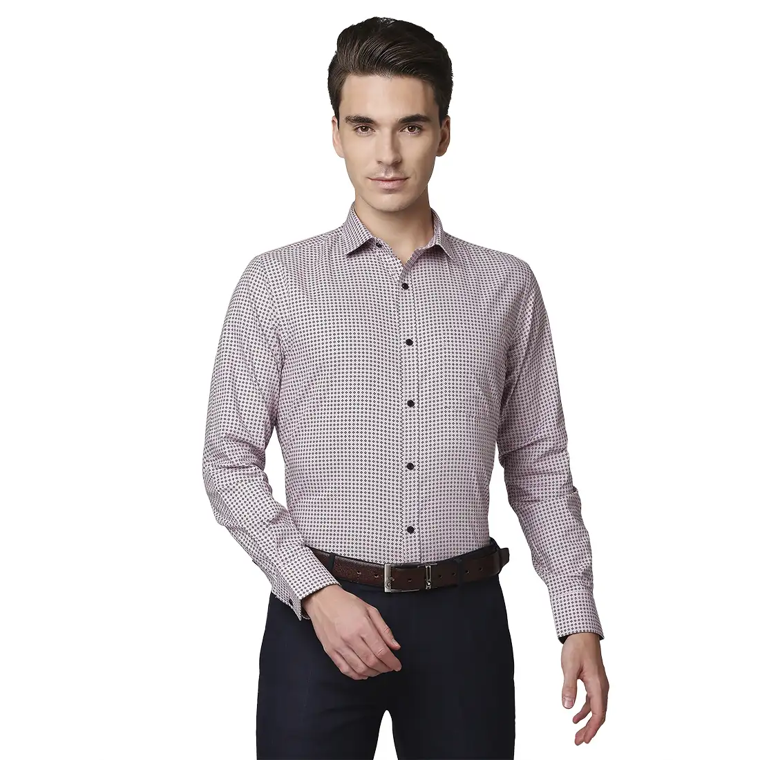Men Red Slim Fit Print Cotton Shirts
