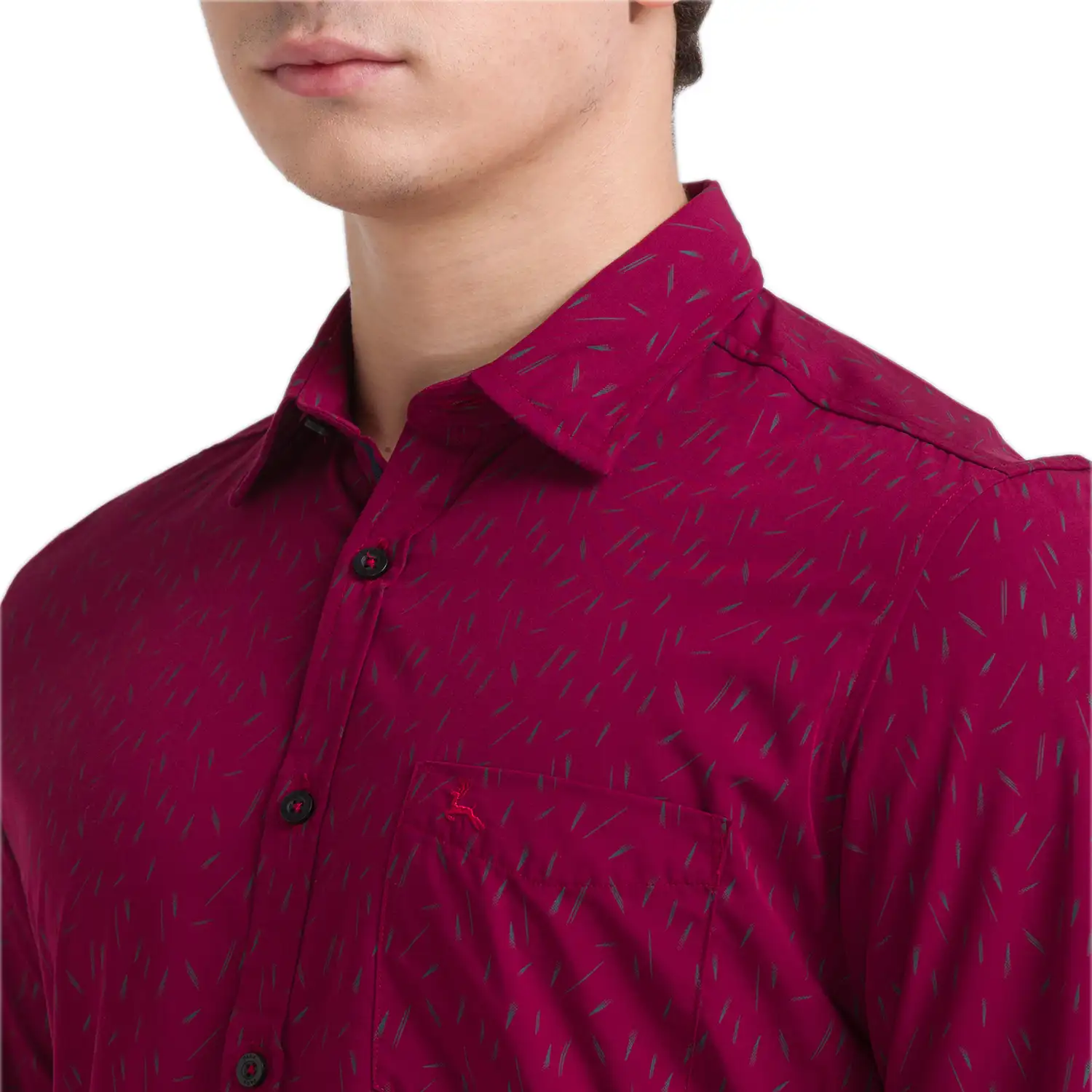 Men Red Slim Fit Print Polyester Blend Full Sleeve Shirts - Image 5