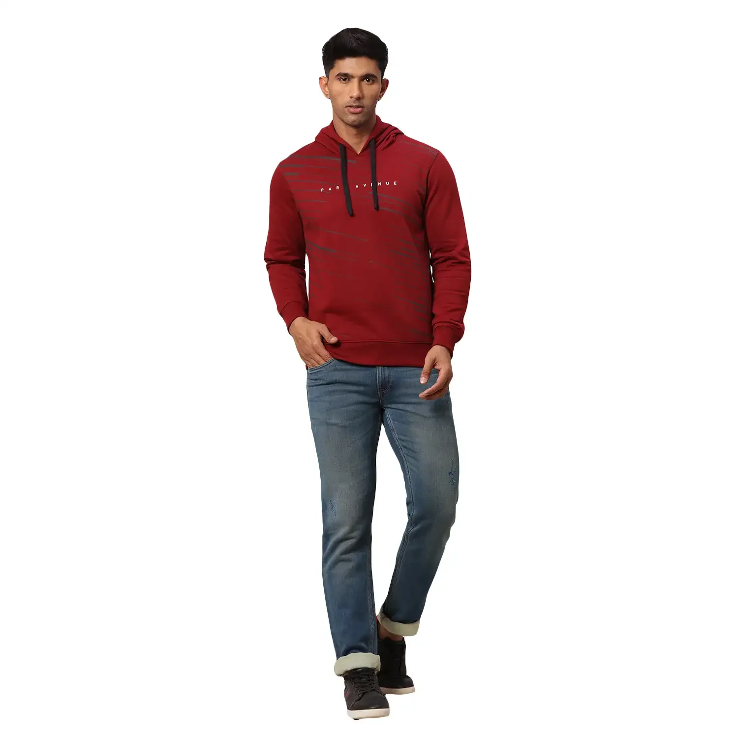Men Red Slim Fit Print Polyester Blend Sweatshirts - Image 5