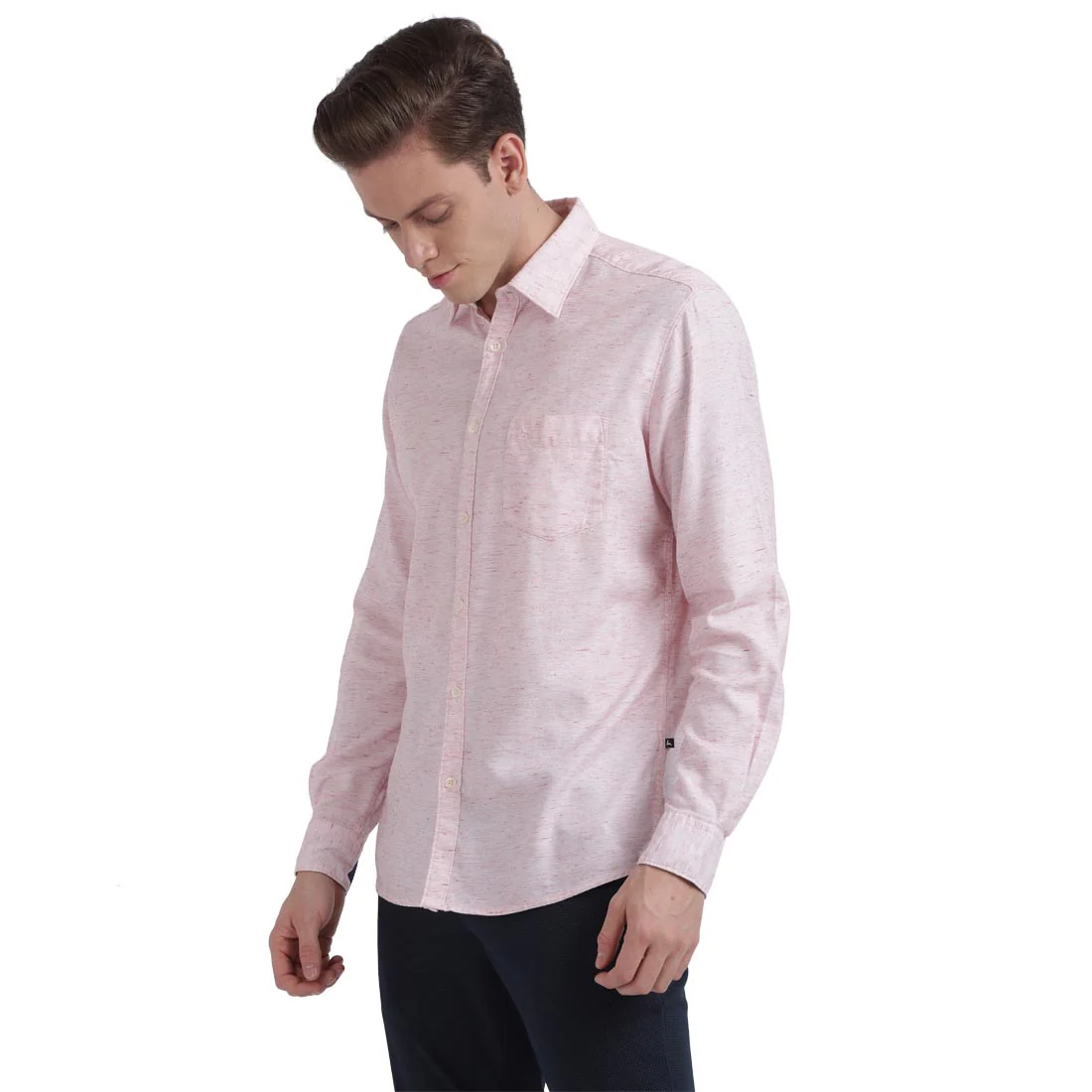 Men Red Slim Fit Solid Cotton Blend Full Sleeve Cutaway Collar Shirts - Image 3