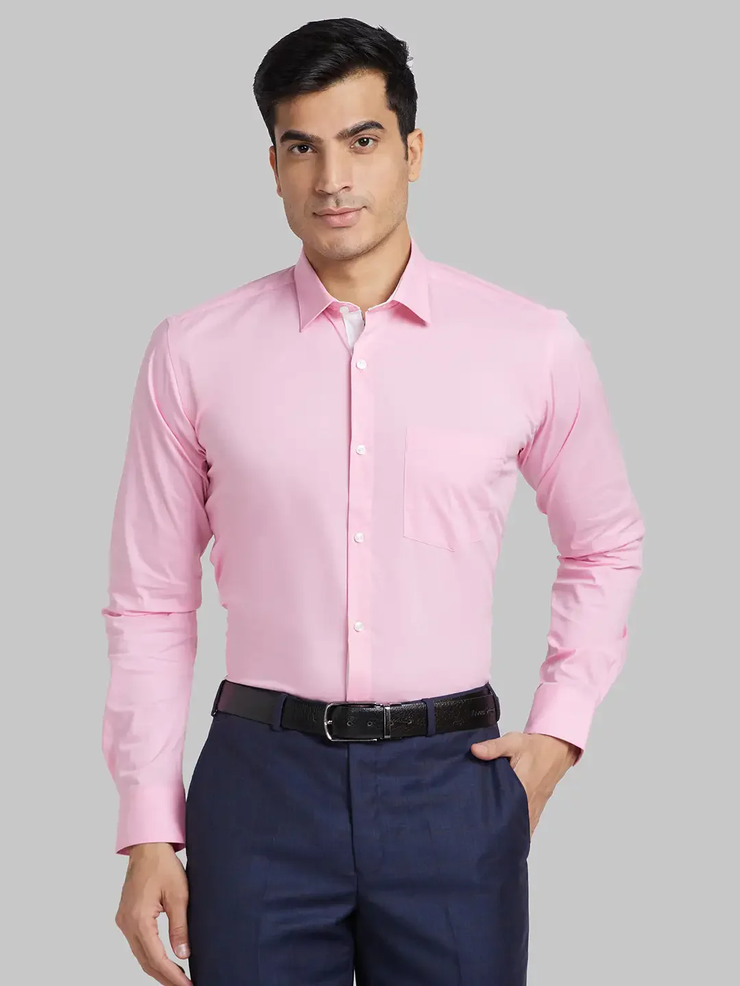 Park Avenue Men Pink Solid Slim Fit Cotton Blend Formal Shirt