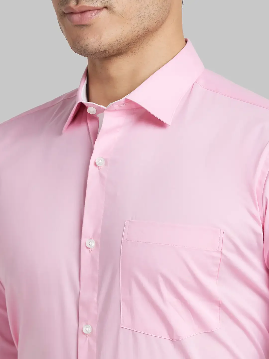 Park Avenue Men Pink Solid Slim Fit Cotton Blend Formal Shirt - Image 6