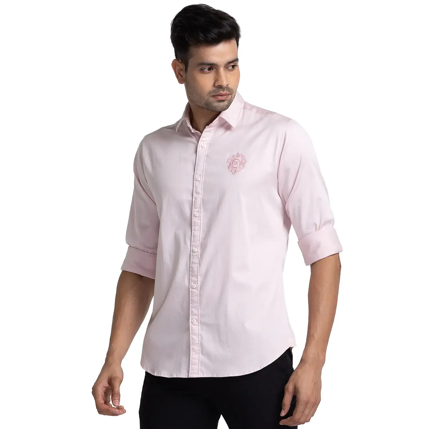 Raymond Men Pink Solid Slim Fit Cotton Blend Casual Shirt - Image 3