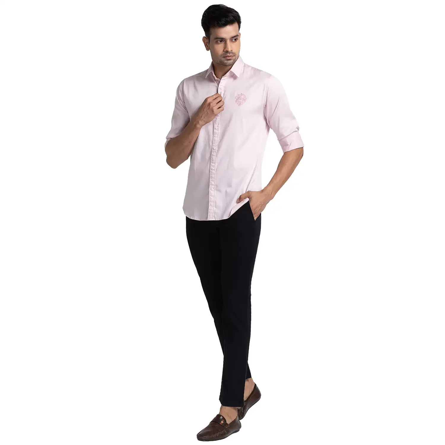 Raymond Men Pink Solid Slim Fit Cotton Blend Casual Shirt - Image 6