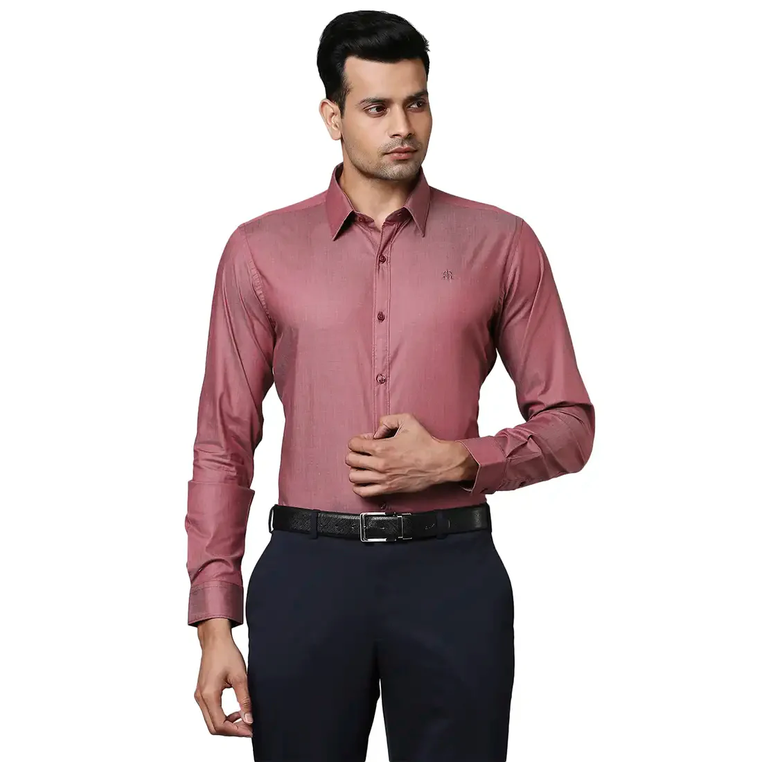 Men Red Slim Fit Solid Cotton Blend Shirts