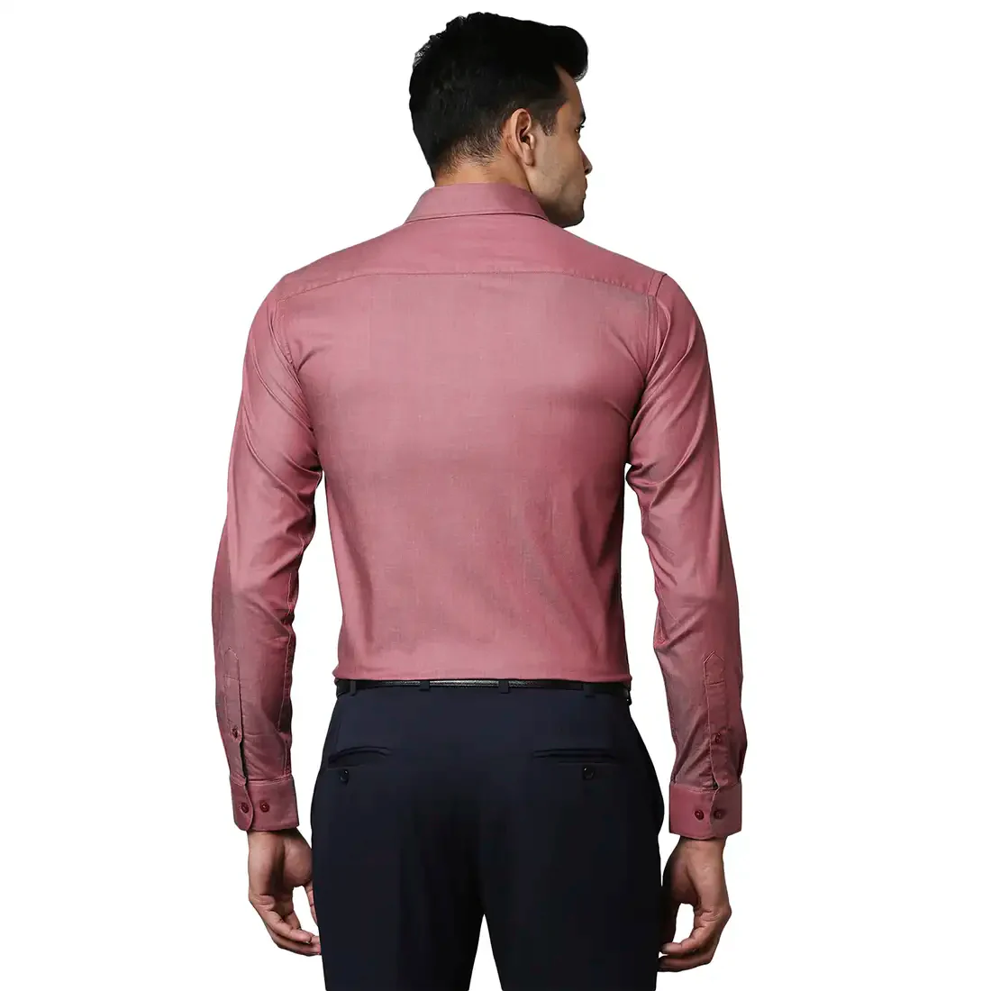 Men Red Slim Fit Solid Cotton Blend Shirts - Image 4