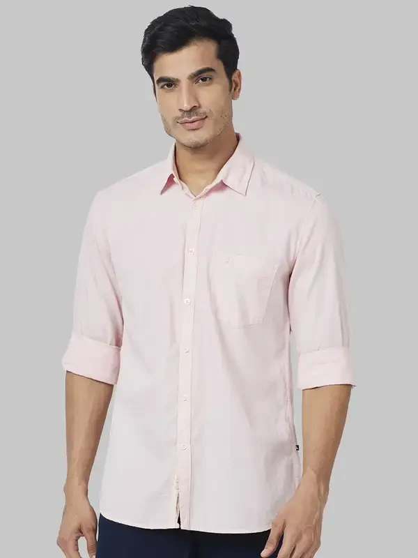 Parx Men Pink Solid Slim Fit Cotton Casual Shirt