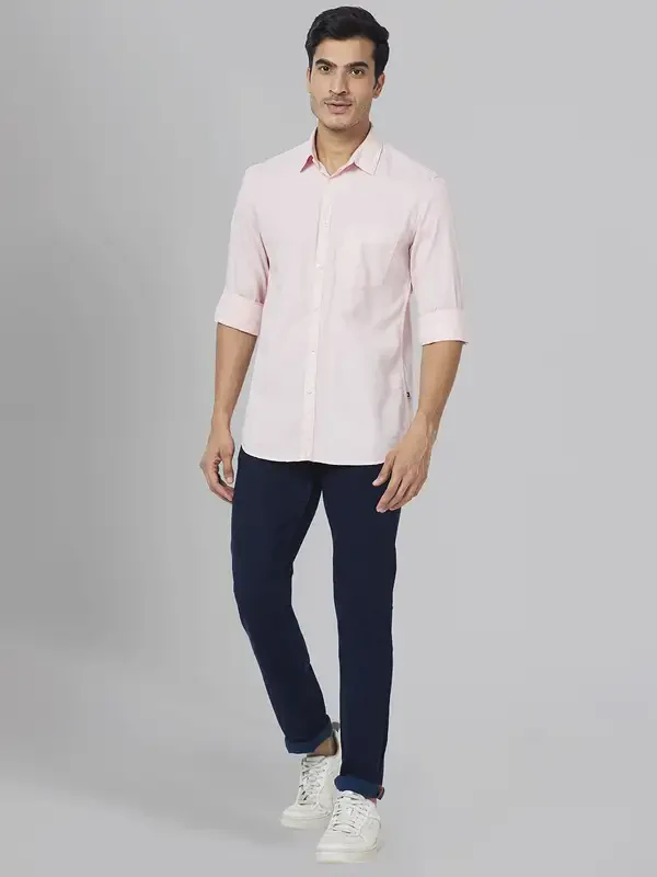 Parx Men Pink Solid Slim Fit Cotton Casual Shirt - Image 5