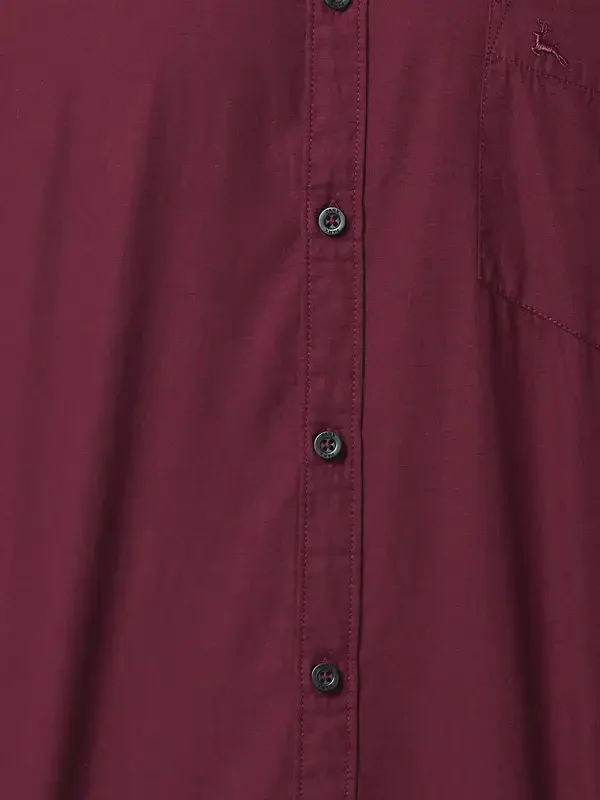 Men Red Slim Fit Solid Cotton Full Sleeve Shirts - Image 7