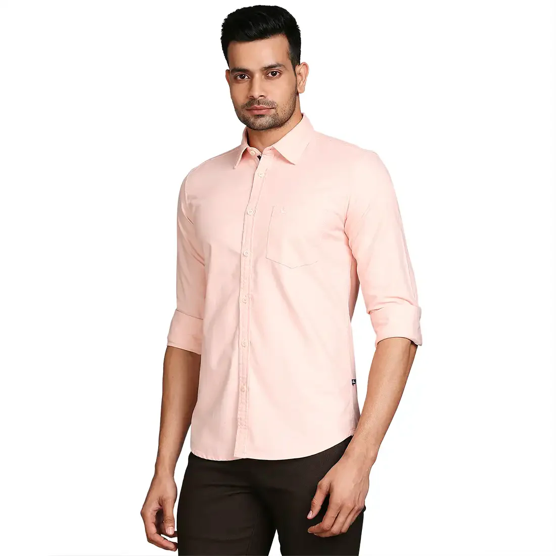 Men Red Slim Fit Solid Cotton Full Sleeve Shirts - Image 3
