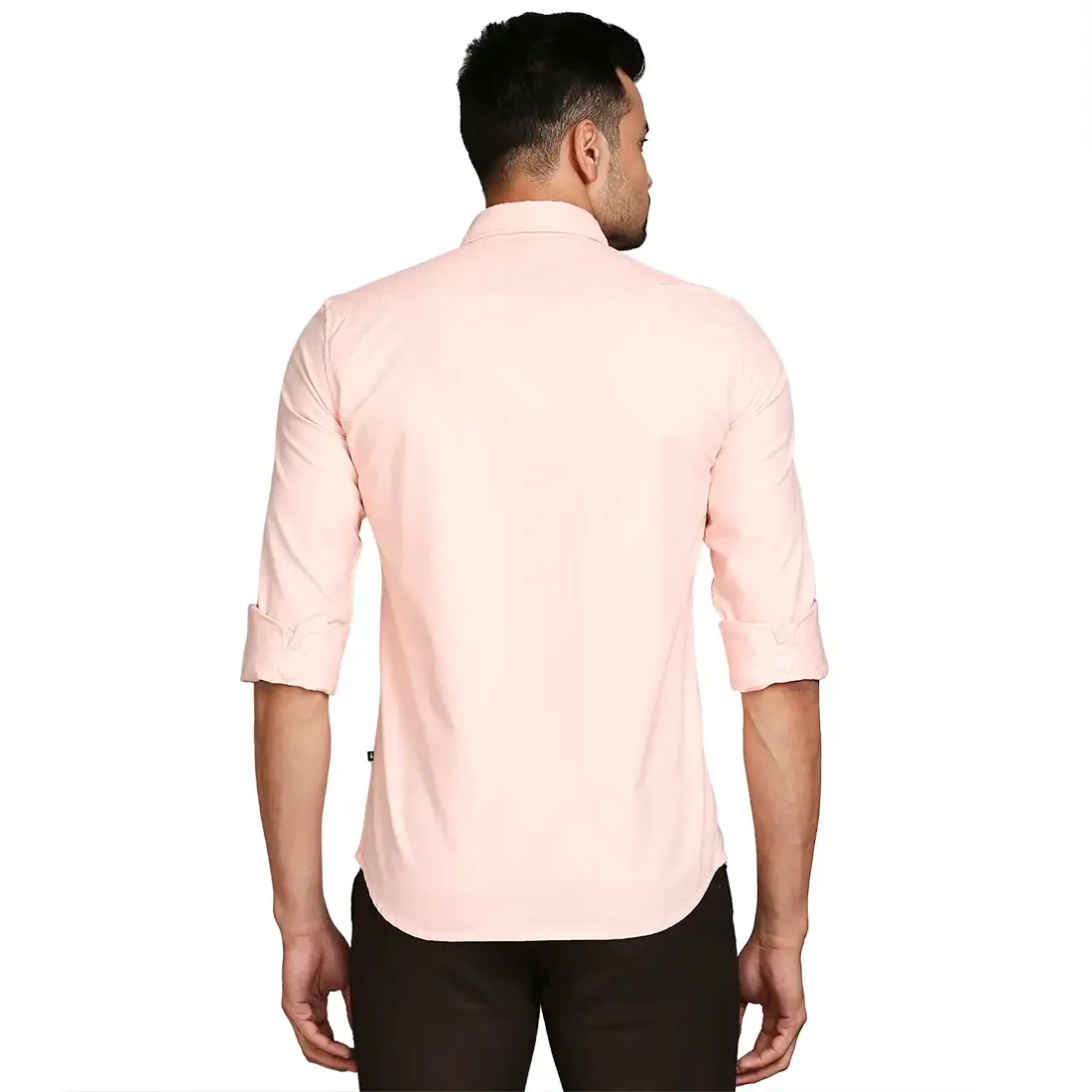 Men Red Slim Fit Solid Cotton Full Sleeve Shirts - Image 4