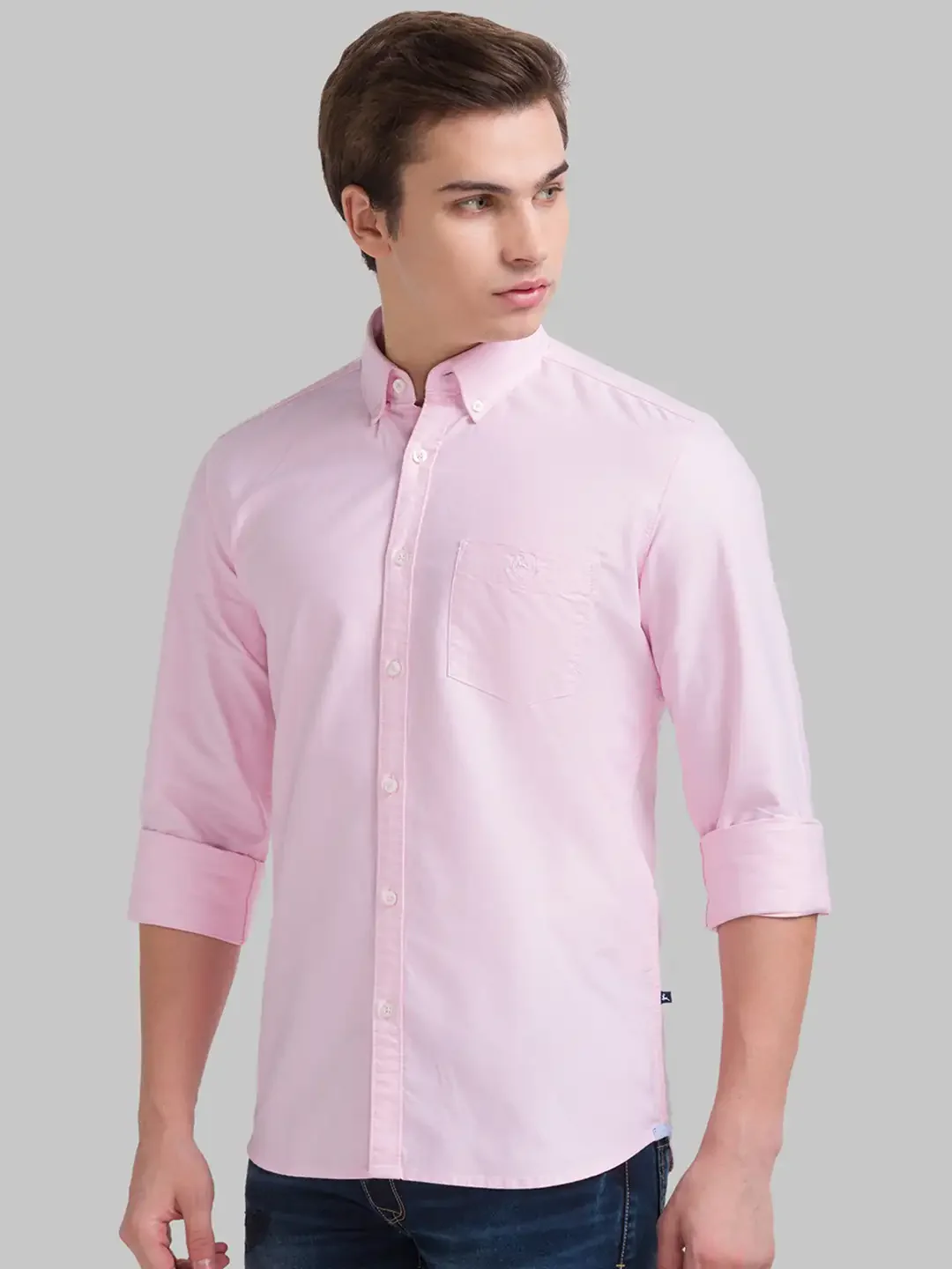 Men Red Slim Fit Solid Cotton Full Sleeve Shirts - Image 2