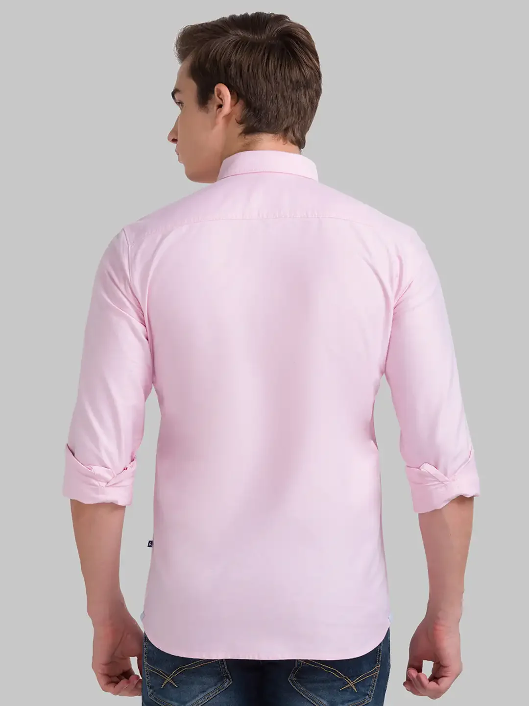 Men Red Slim Fit Solid Cotton Full Sleeve Shirts - Image 3