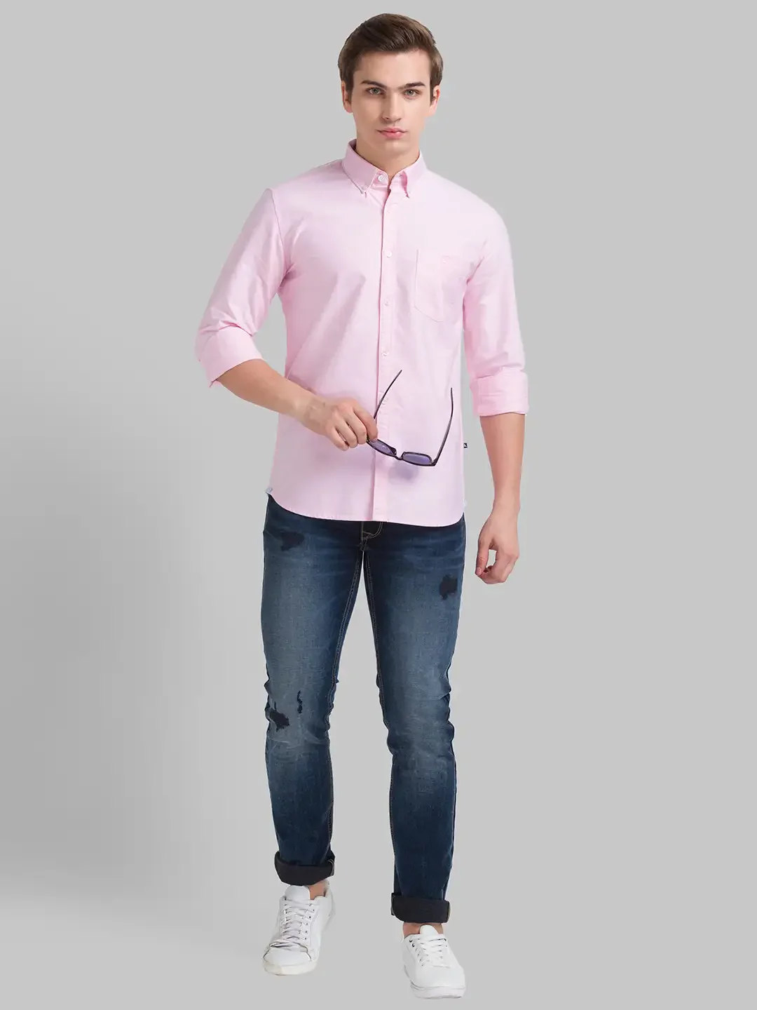 Men Red Slim Fit Solid Cotton Full Sleeve Shirts - Image 4