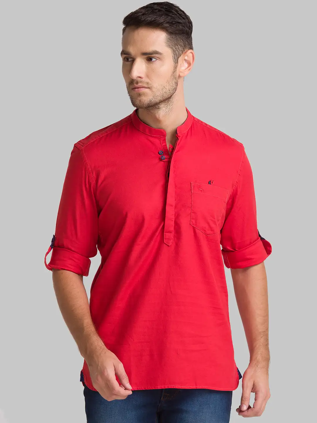 Men Red Slim Fit Solid Cotton Full Sleeve Shirts