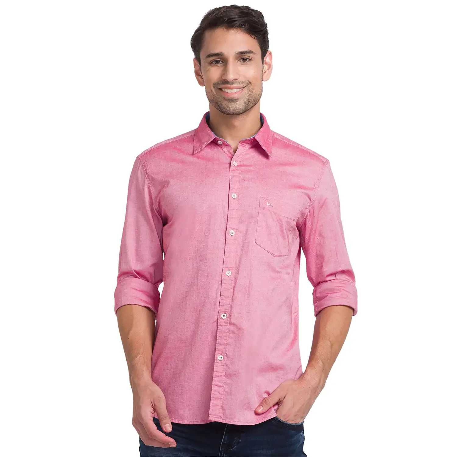 Men Red Slim Fit Solid Cotton Full Sleeve Shirts