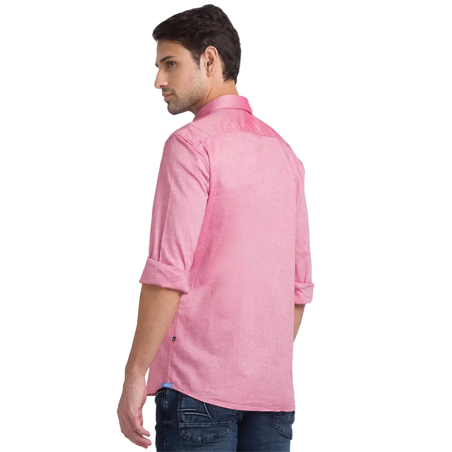 Men Red Slim Fit Solid Cotton Full Sleeve Shirts - Image 4